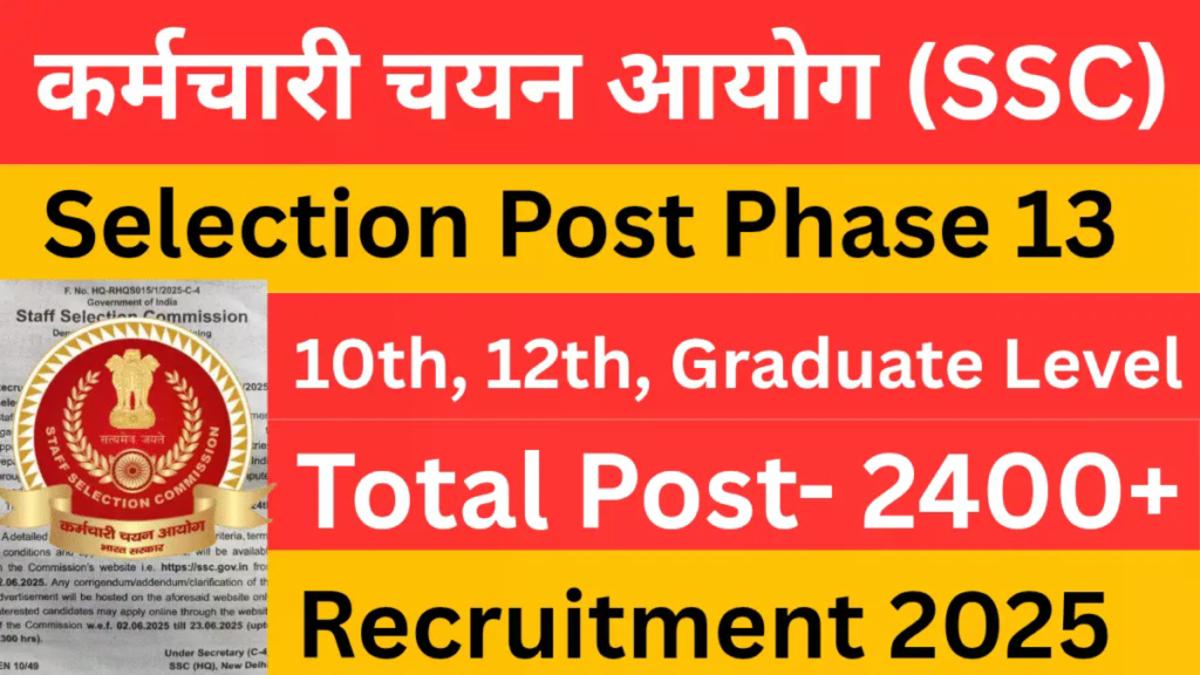 SSC Selection Posts XIII Recruitment 2025 – Apply Online for 2423 Matric, Intermediate & Graduate Level Jobs